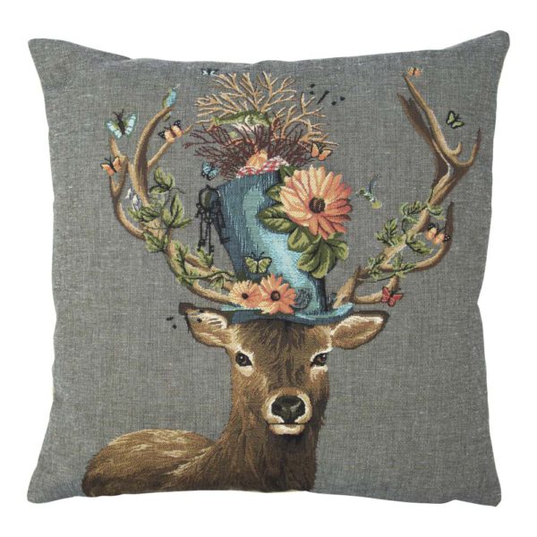 Gobelin Kussen Funky Deer met Hoed (45 x 45 cm)