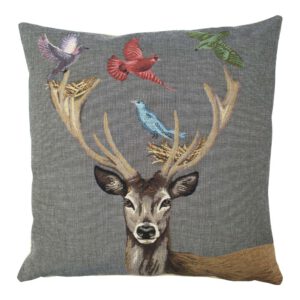 Gobelin Kussen Funky Deer met Nest (45 x 45 cm)