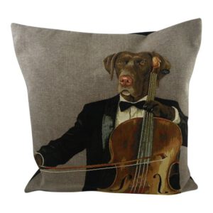 Gobelin Kussen Hond met Cello (45 x 45 cm)