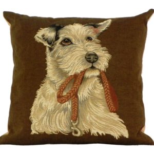 Gobelin Kussen Hond met Riem (45 x 45 cm)