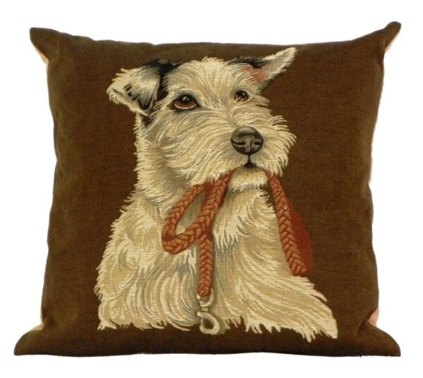 Gobelin Kussen Hond met Riem (45 x 45 cm)