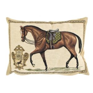 Gobelin Kussen Paard met Zadel Groen (45 x 31 cm)