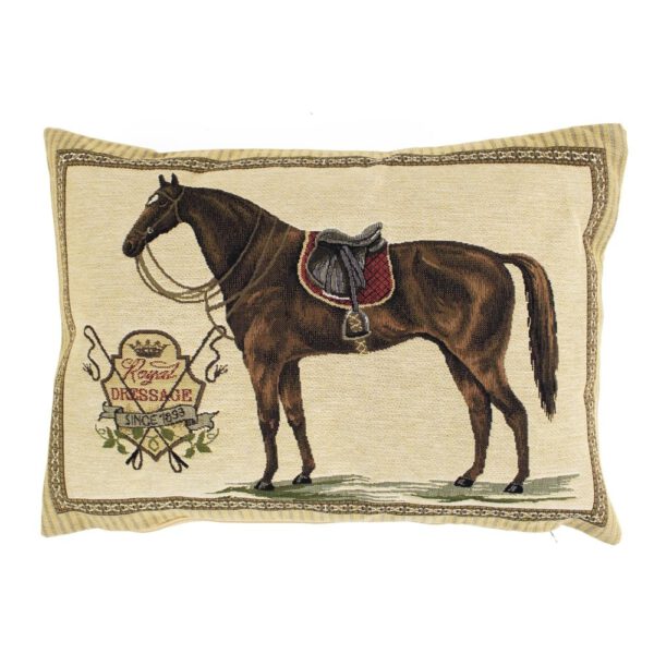 Gobelin Kussen Paard met Zadel Rood (45 x 31 cm)