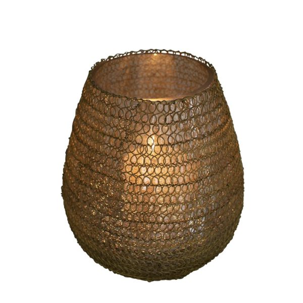 Goudkleurige Waxinelichthouder Filigrain Bol- Model 3 (15 cm)