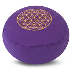 Green Tree Meditatiekussen Katoen Rond Paars - Flower of Life - 36 x