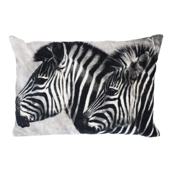 Groot Grijs Fluwelen Kussen Zebra&apos;s (60 x 40 cm)