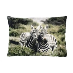 Groot Groen Fluwelen Kussen Zebra&apos;s (60 x 40 cm)