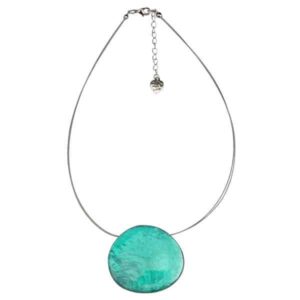 Halsketting met Capiz Schelp Aqua (Large)