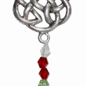 Hangend Kristal Geslepen Glas met Kralen & Keltische Knoop - Rood