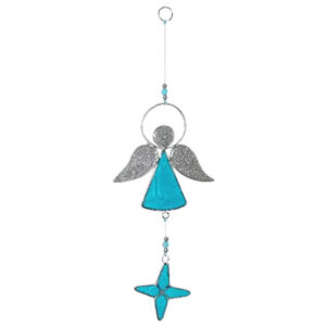 Hangende Decoratie Engel met Ster (Turquoise-Zilverkleurig)