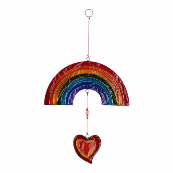 Hangende Decoratie Regenboog met Hart Multicolor (28 x 16 x 1 cm)