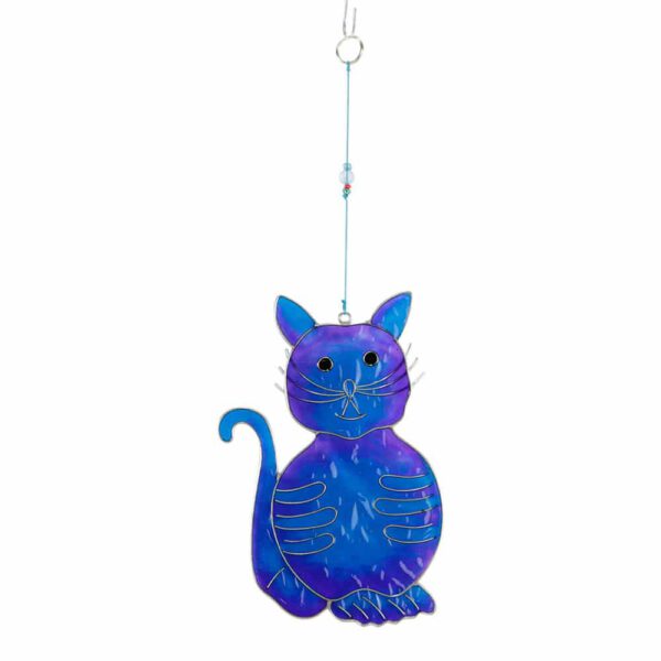 Hangende Decoratie zittende Kat Blauw (30 x 11 x 1 cm)