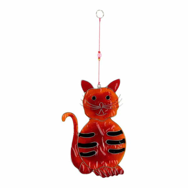 Hangende Decoratie zittende Kat Rood (29 x 11 x 1 cm)