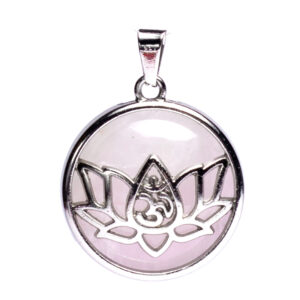 Hanger Lotus Ohm met Rozenkwarts (3 cm)