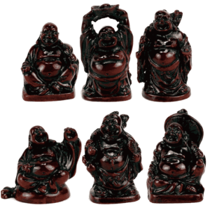 Happy Boeddha Beeld Polyresin Rood - set van 6 - ca. 5 cm