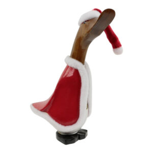 Houten Beeld Eend Kerstman (28 x 16 cm)