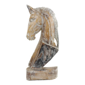 Houten Beeld Paardenhoofd Whitewash (52 x 23 cm)