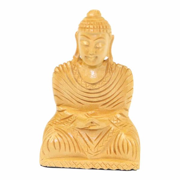 Houten Boeddha Gautam Zittend (8 x 5 x 2 cm)