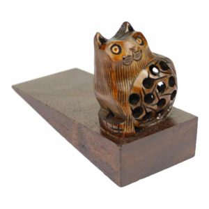 Houten Deurstopper Kat Bruin