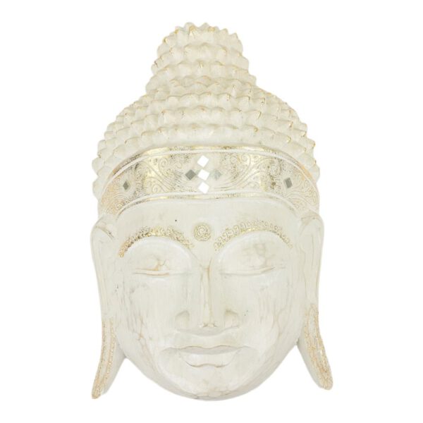 Houten Muurdecoratie Masker Boeddha Wit (46 x 26 x 11 cm)