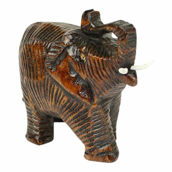 Houten Olifant Groetend Bruin (7 x 4 x 3 cm)