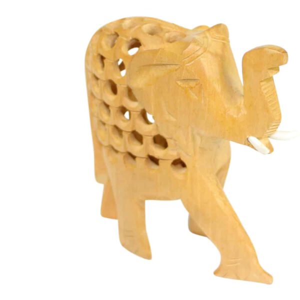 Houten Olifant Slurf Omhoog (8 x 7 x 3 cm)