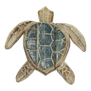 Houten Schildpad Blauw-Bruin (19 x 19 cm)