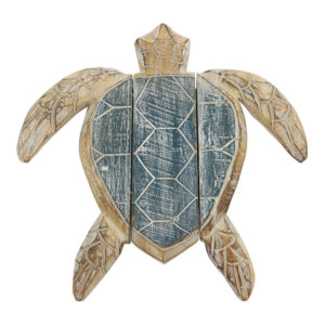 Houten Schildpad Blauw-Bruin (38 x 37 cm)