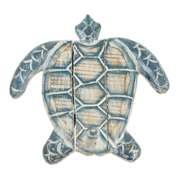 Houten Schildpad Blauw Kapstok (20 x 20 cm)