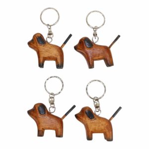 Houten Sleutelhangers Honden (Set van 4)