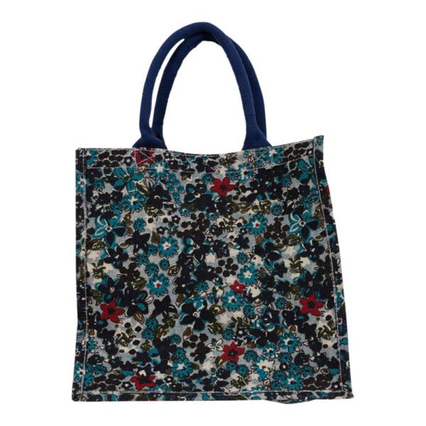 Jute Tas Bloemen (Blauw)