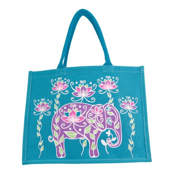 Juten Tas Olifant Turquoise