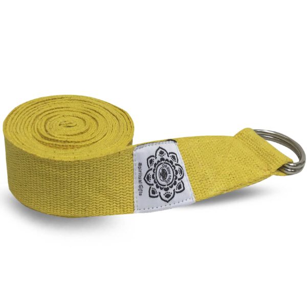 Katoenen Yoga Riem Geel met D-Ring - 270 cm