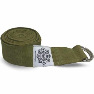 Katoenen Yoga Riem Olijfgroen met D-Ring - 270 cm