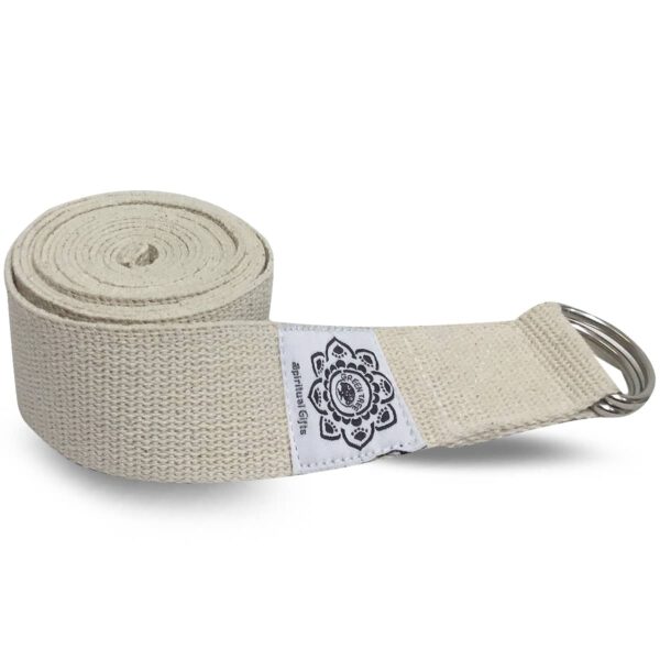 Katoenen Yoga Riem Wit met D-Ring - 270 cm