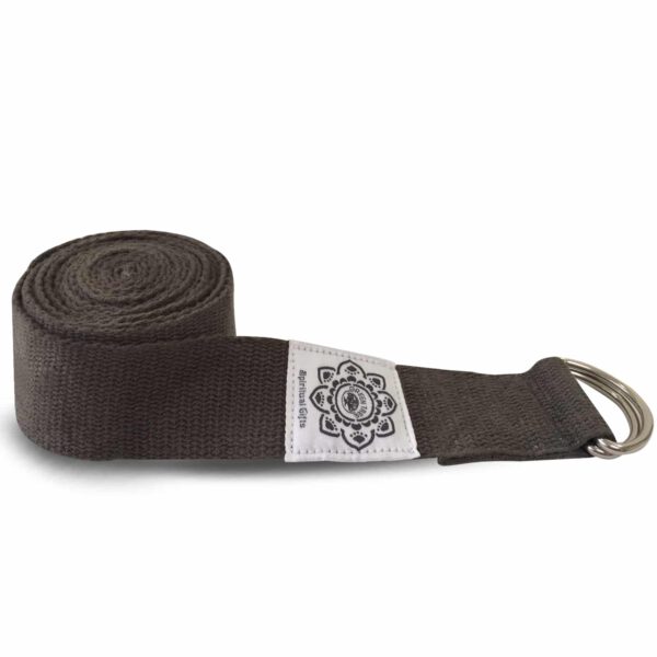 Katoenen Yoga riem Grijs met D-Ring - 270 cm