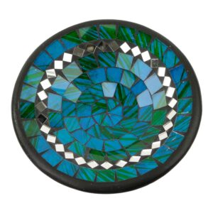 Kom Mozaïek Blauw en stukjes Spiegel (21 x 21 x 5 cm)