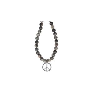 Kralenketting van Jaspis Picasso met Peace-symbool