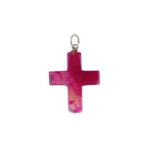 Kruis Hanger Agaat Roze (28 mm)