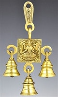 Lakshmi Solid Brass Wall Hanging Chime with Three Bells