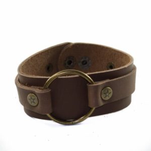 Leren Armband met Koperen Ring Handgemaakt (18