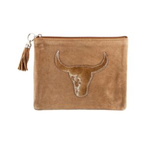 Leren Make-up Tasje Bruin - Stier (22 x 16 cm)