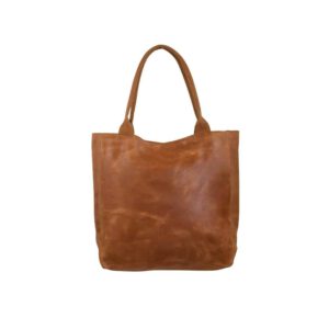 Leren Shopper Handtas Cognac (40 x 40 cm)