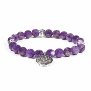 Mala Armband Amethist Elastisch met Lotus