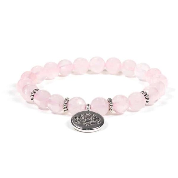 Mala Armband Rozenkwarts Elastisch met Lotus