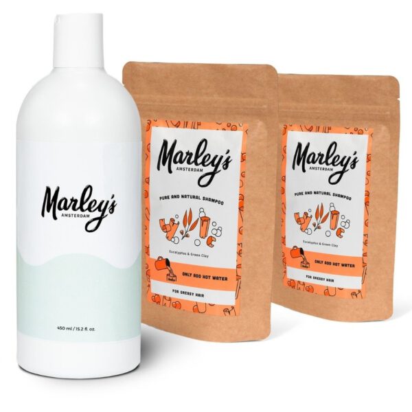 Marley&apos;s Shampoo-pakket - 2x Eucalyptus & Groene klei  + herbruikbare