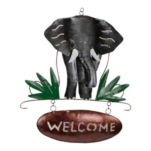 Metalen Bord "Welcome" Olifant (46 x 32 x 1 cm)