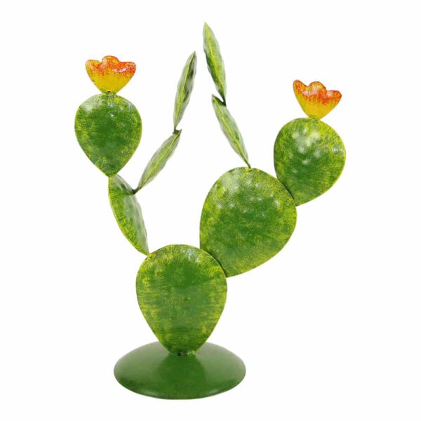 Metalen Cactus Plat met Bloemen Small