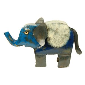 Metalen Olifant Safari Antiek Blauw (30 x 20 cm)