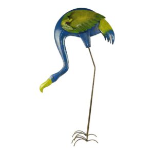 Metalen Struisvogel Bukkend Blauw/Groen Large
